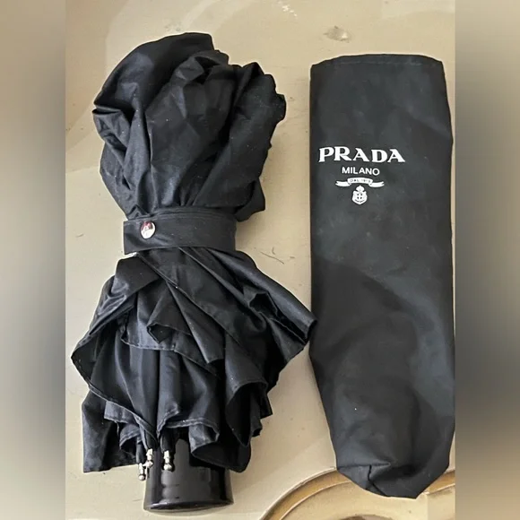 Prada | Accessories | Prada Black Nylon Umbrella Never Usedpouch